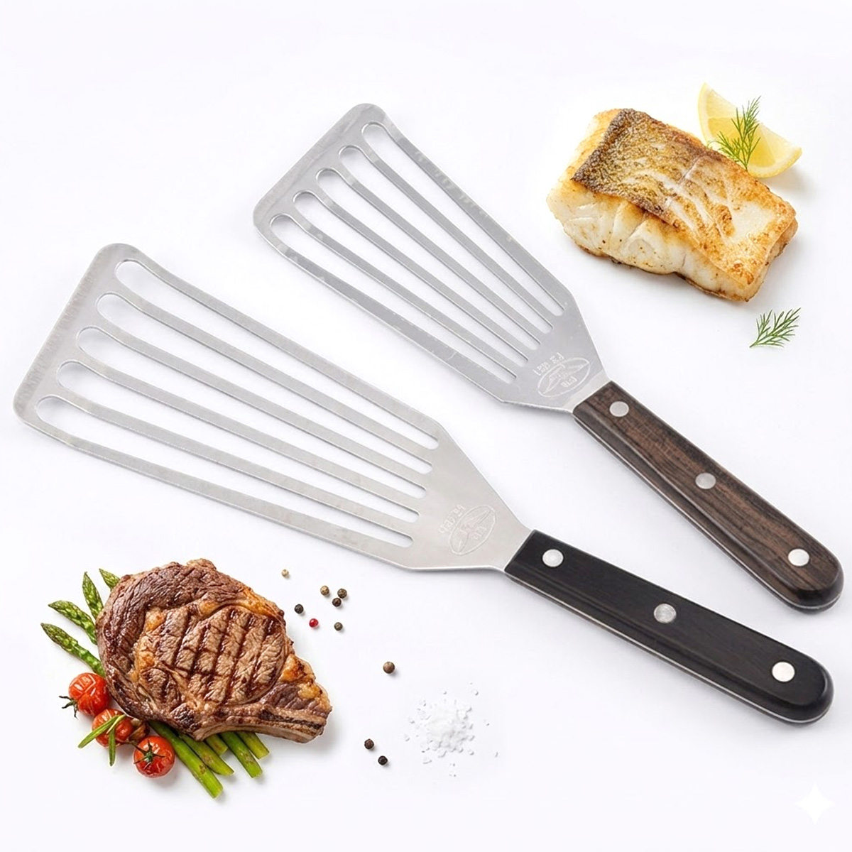 Offset Spatula Set - ملعقة سمك، ملعقة معدنية من الفولاذ