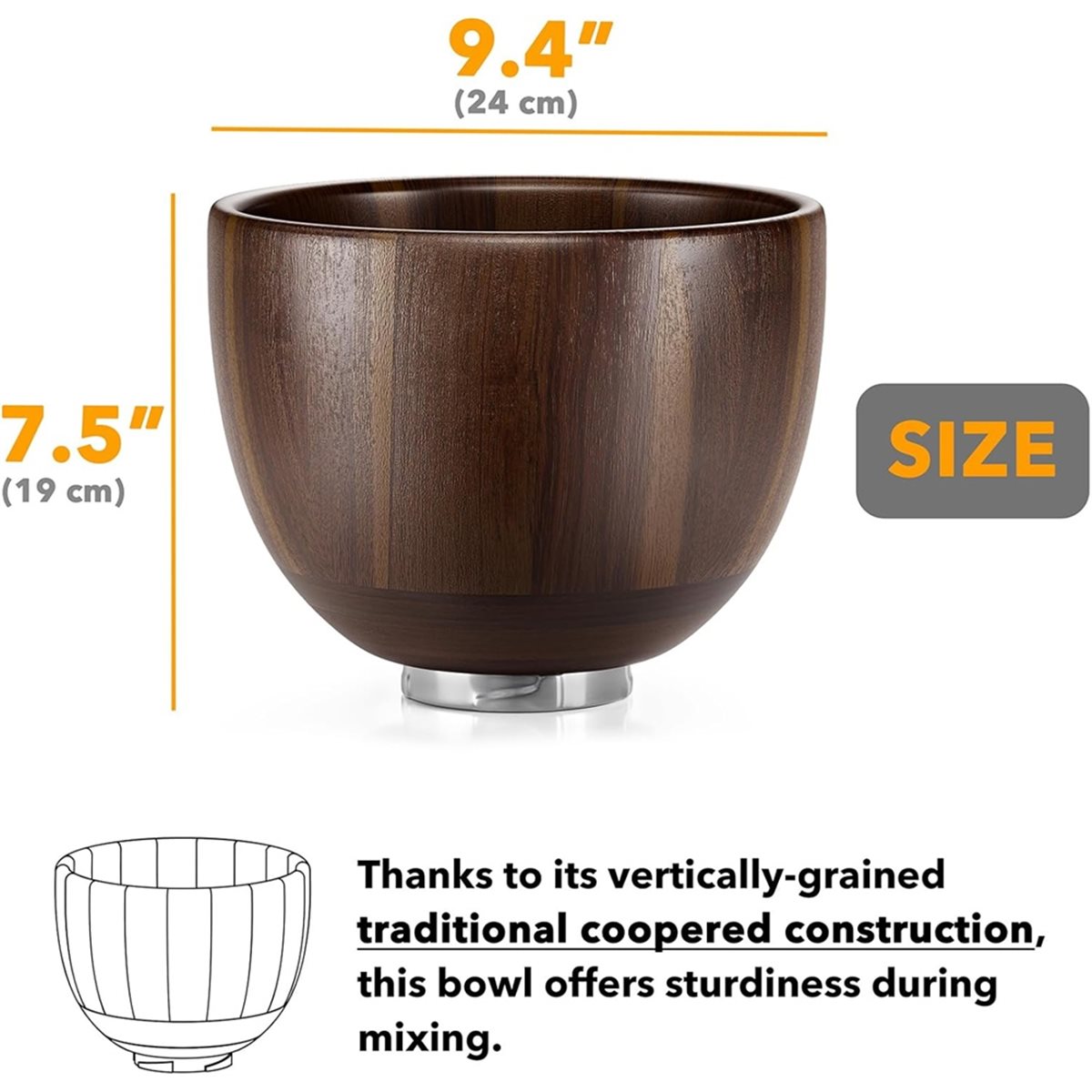 (A25M) وعاء خلط خشبي - لخلاطات - مراجعة Stand Mixer Bowl وسعره