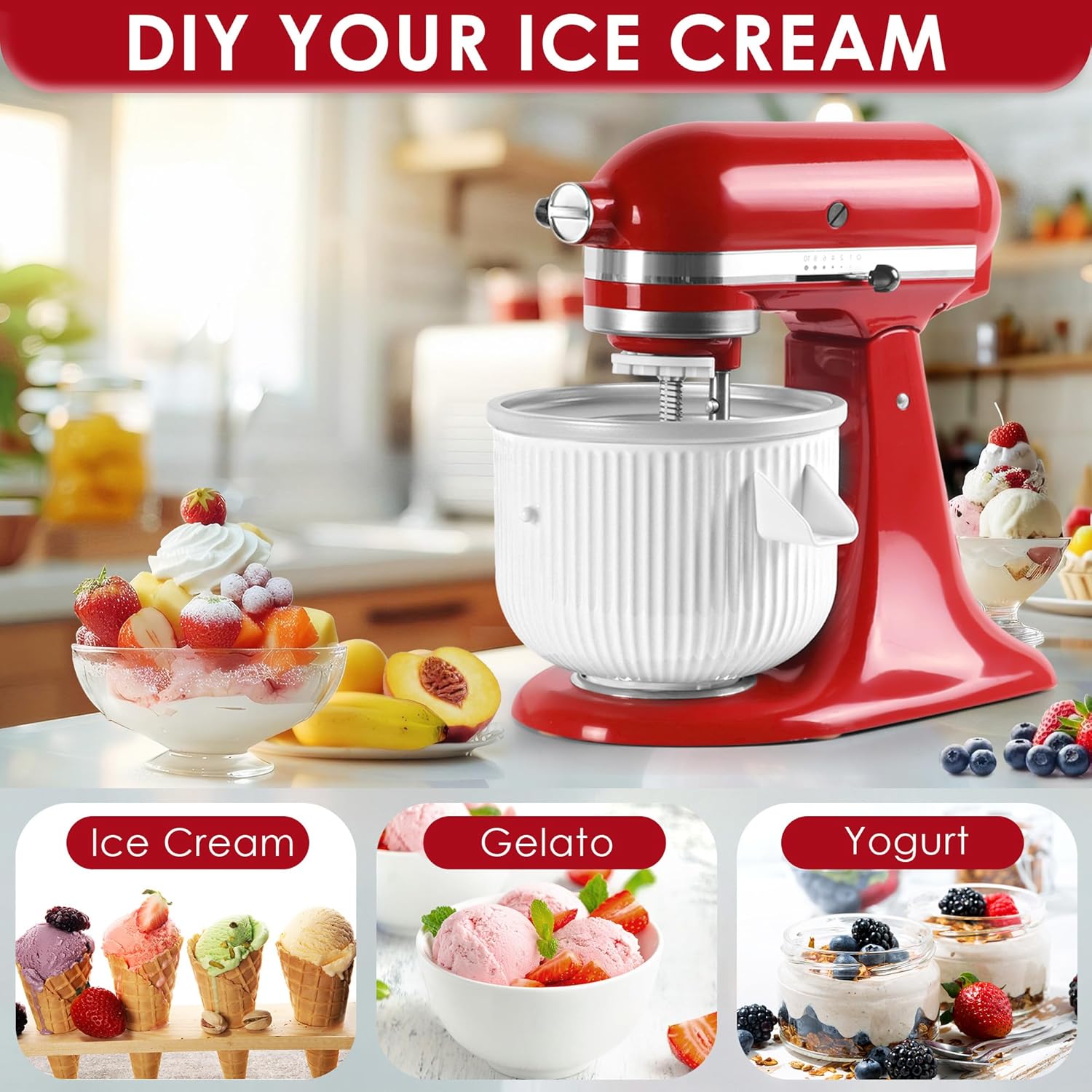 مرفق صانع الآيس كريم لخلاطات ح - مراجعة Stand Mixer Bowl وسعره